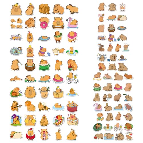 COACOM 100 Pegatinas de Graffiti de Capybara - Lindas Decorativas para Niños, Duraderas de Animales de Dibujos Animados, Impermeables Personalizadas para Fundas