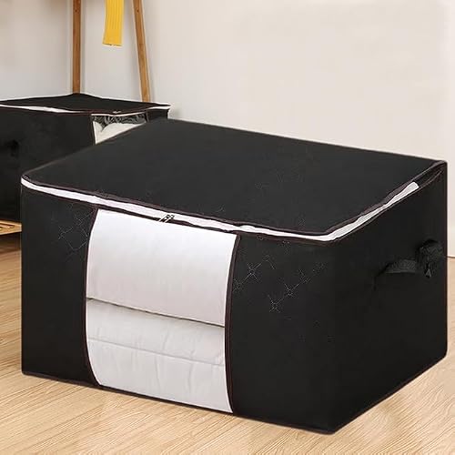 Miniatura 4 de Bolsas De Almacenamiento Grandes, Contenedores De Almacenamiento De Ropa, Plegables, Organizadores De Clóset, Contenedores Con Asas Duraderas, Tela Gruesa Para Manta, Edredón, Ropa De Cama, 84 L