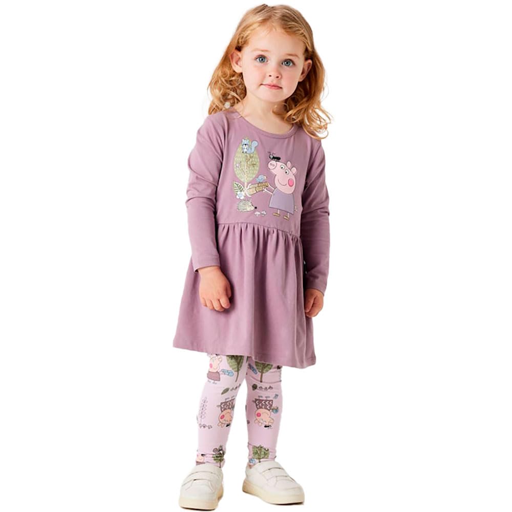 Name it mini Dziewczęca Nmfdyffi Peppa Ls Dress Noos Cplg, dziki bez, 110