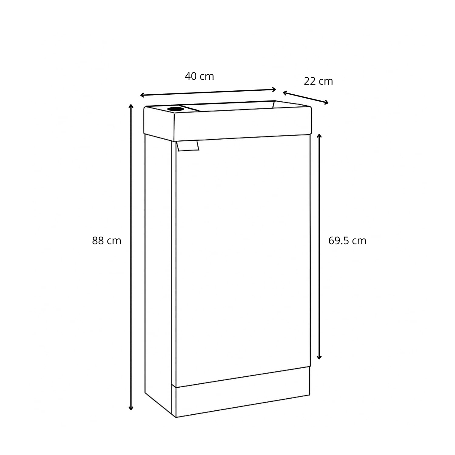 Badplaats B.V. Mobili WC Orion – 40 x 22 cm – rovere chiaro – Mobili per WC a pavimento – Salvaspazio – Armadietto pensile per ospiti WC