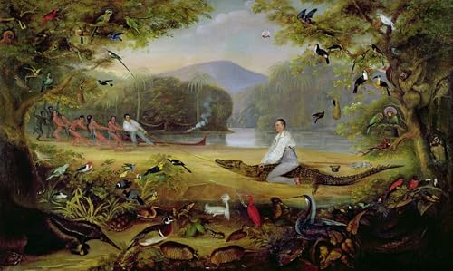 Pintura decorativa de Charles Waterton capturando un caimán para salón, cuadro de 60x90cm