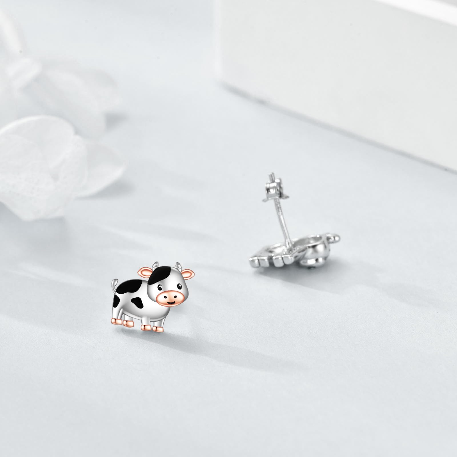VONALA Kuh Ohrstecker 925 Sterling Silber Kuh Ohrringe für Damen Kuh Geschenke für Mädchen Tier Ohrringe Westernschmuck