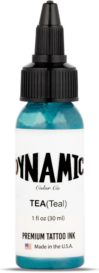 Dynamic Color Teal Tattoo Ink, Made in USA Since 1990, 1 oz | Sterilized and lot-numbered for full traceability; established American brand trusted by artists worldwide