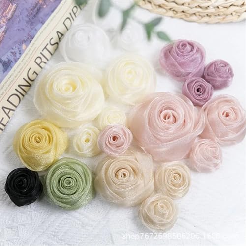 Rose tête pour cheveux 3cm pour fabriquer barrettes et bandeaux bébé - 3