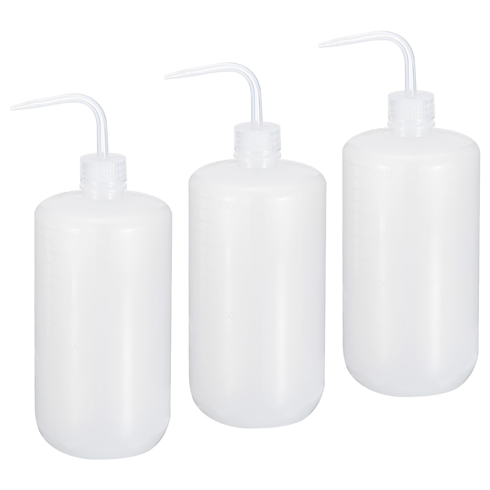 Flacon compressible 1000 ml PATIKIL en plastique transparent avec goulot étroit, Lot de 3