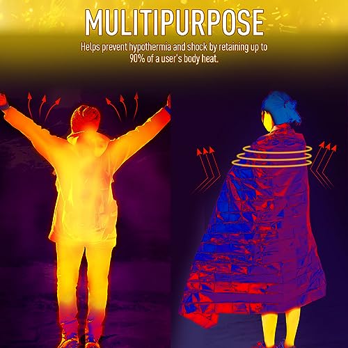 Kanayu 100 Pack Emergency Foil Thermal Blankets for Survival 82 x 63 Foil Space Blanket Kit for Outdoors Camping Hiking Homeless Survival or First Aid, 50 Pcs Golden 50 Pcs Silver - Image 5