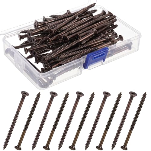 Image of 100 Pack Satin Nickel Wood Screws #9 x 3 Inch Extra Long Heavy-Duty Hinge Screws for Doors, Cabinets, Furniture & DIY Projects, Oil Rubbed Bronze