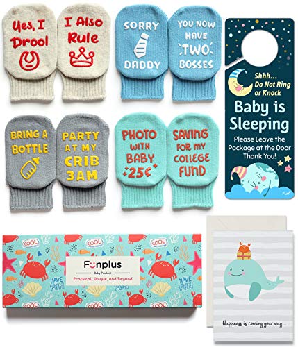 Baby Socks Baby Shower Gift Set 4 Pairs Funny Newborn Present Cute 3-12 Months Old Baby Girl or Boy Quote Socks