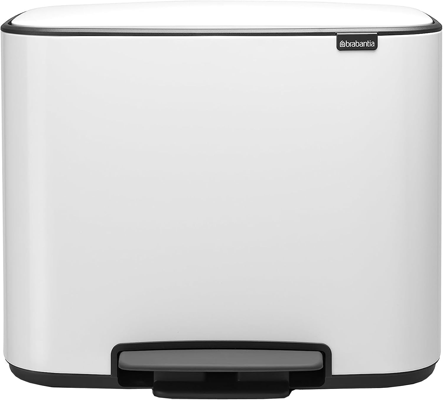 Brabantia Bo Pedal Bin - 3 x 11L Inner Buckets (White) Waste/Recycling Kitchen Bin with Removable Compartments - Free Bin Bags