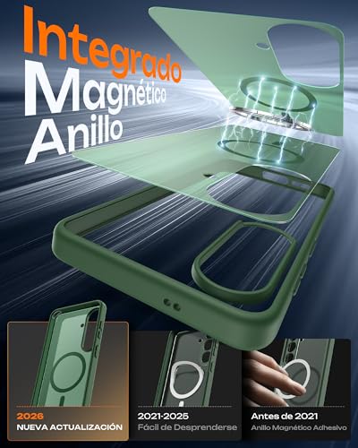 Image of TOCOL for Samsung Galaxy S26 Case, Compatible with Magsafe, Full Camera Protection, Built-in Magnetic Ring, Drop Protection, Translucent Matte Phone Case for S26 6.3 inch (Alpine Green)