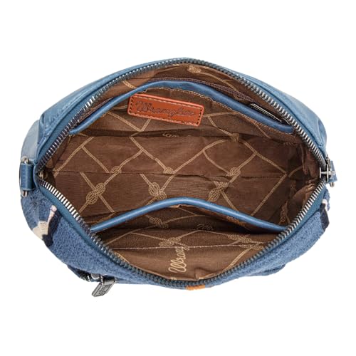 Image of Wrangler Western Aztec Crossbody Bags for Women Multi Pocket Over Shoulder Crossbody Purse with Guitar Strap