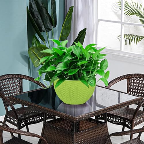 Image of Go Hooked Green Hanging Planters, 7.1 inch Diameter, 4.8 inch Height, 3mm Thickness, 13 inch Chain, 3 Pieces