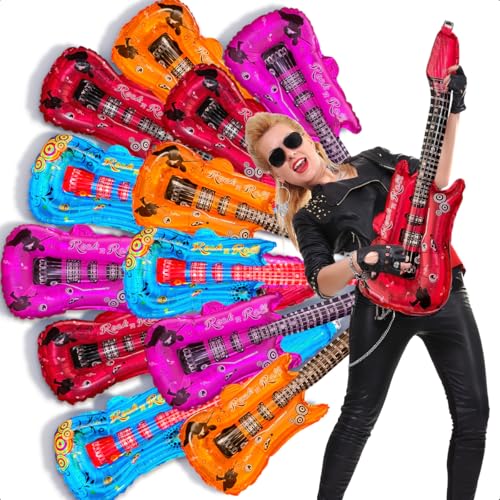 GRUPO CARNAVALLIA Kit 16 Globos Metalicos de Guitarra con Colores Surtidos Accesorios para Fiestas...