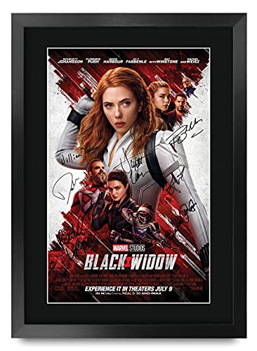 HWC Trading Black Widow Gifts Printed Signed Autograph Picture for Movie Memorabilia Fans - 16" x 12" Framed