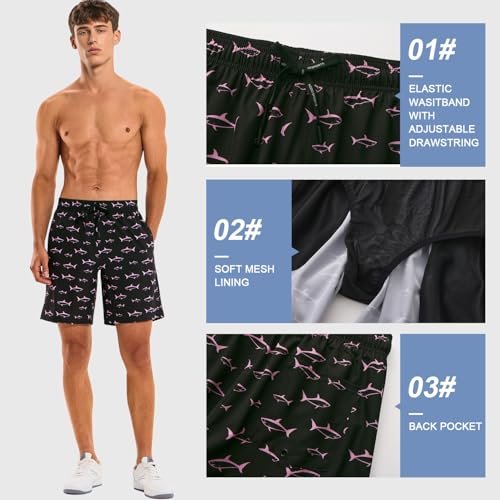 Image of HOdo Mens Swim Trunks with Mesh Liner 9 inch Quick Dry Swim Shorts Bathing Suits for Men Swimwear Board Shorts wiht Pockets