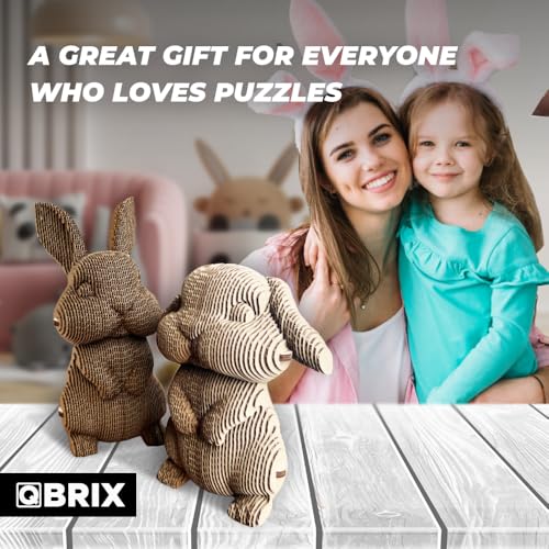 Image of QBRIX Big-Eared Couple 3D Puzzles for Adults, 3D Model Kit for Teens, DIY Crafts for Home Decor, Original Gift for Boys&Girls 14+, Cardboard Model Building Kit