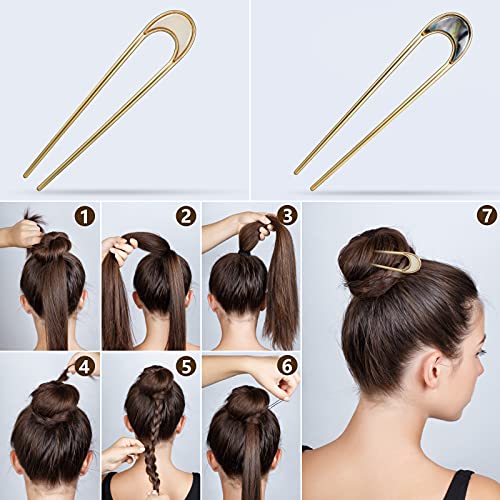 Lurrose - 4 bastoncini per capelli in stile retrò