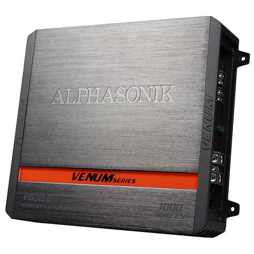 Amazing 🔥 Alphasonik V500.2 Venum Series 1000 Watts Max 2-Channel Car Amp with Power Plant Chip 4-Way Protection Circuitry Multi-Channel Bridgeable Class A/B with Low Level Outputs & High Level Input