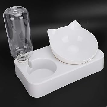 Dog Water Bowls Dog Waterer Water Drinking Bottle Cat Dog Feed Pet Double Food Feeder Cat for Dog(L)