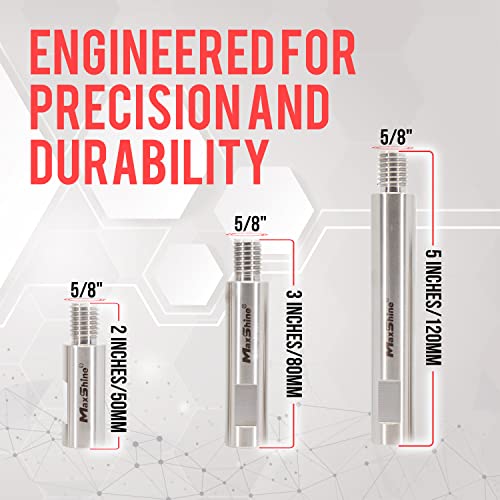 Maxshine Stainless Steel Rotary Extension Shaft Set, 2In, 3In, 5In, Fits 5/8 Backing Plate, 3 Piece Rotary Polisher Extender, Car Polishing And Angle Grinder Extension, Rotary Polisher Accessory #TOP1