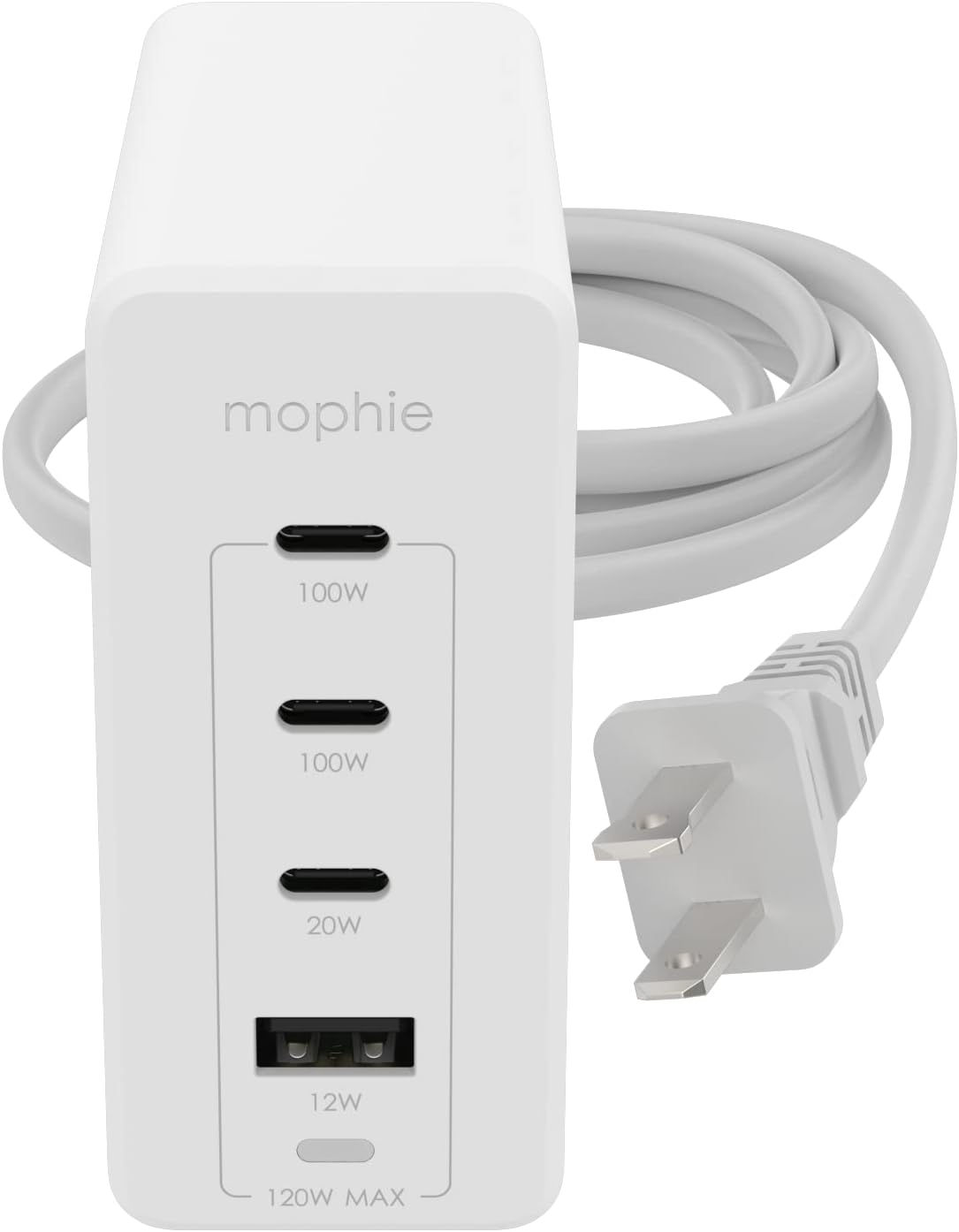 mophie speedport 120 USBC Charger GaN 120W, 4Port Fast Compact Wall Charger for