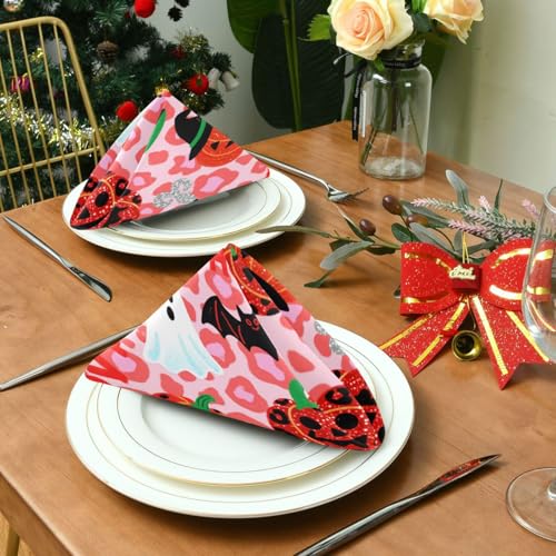 Décorations d'Halloween : serviettes de table léopard paillettes rouges pour buffet