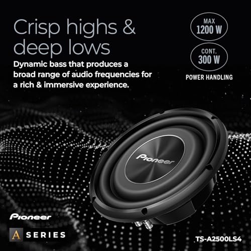Image of Pioneer A-Series TS-A2500LS4 Shallow-Mount 10 inch Subwoofer 1200W Max | Shallow-Mount Subwoofer, Deep Bass in Tight Spaces