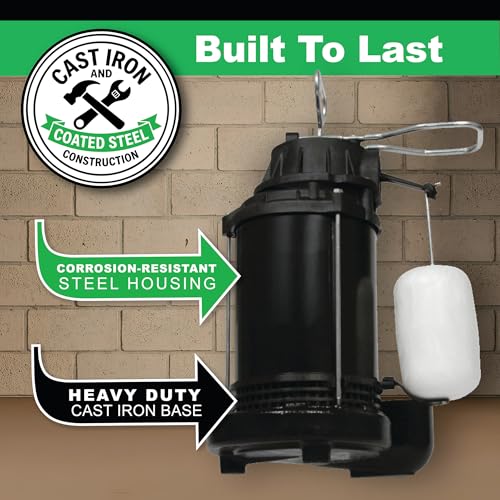 Image of WAYNE CDU790-1 /3 HP Submersible Cast Iron and Stainless Steel Sump Pump with Integrated Vertical Float Switch - Up to 4,600 Gallons Per Hour - Heavy Duty Basement Sump Pump, Black