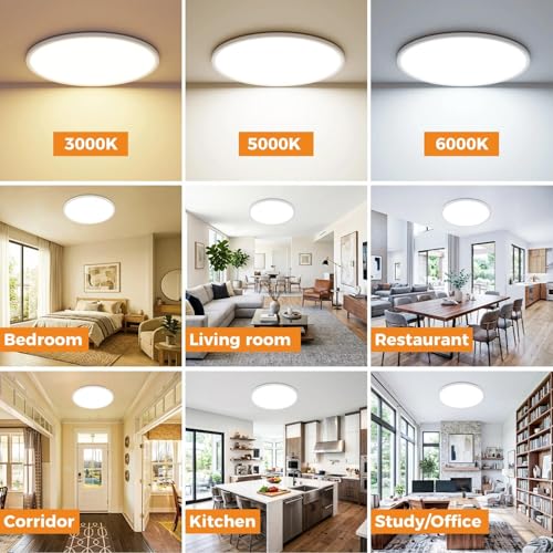 slochi Deckenlampe LED Deckenleuchte Flach, Ø50CM 3Farben 46W 4600LM Weiß – Ansicht 3