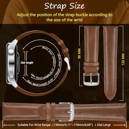 CeiBand 22mm 20mm Leather Strap, Soft and Comfortable Real Leather Bracelet - Image 4