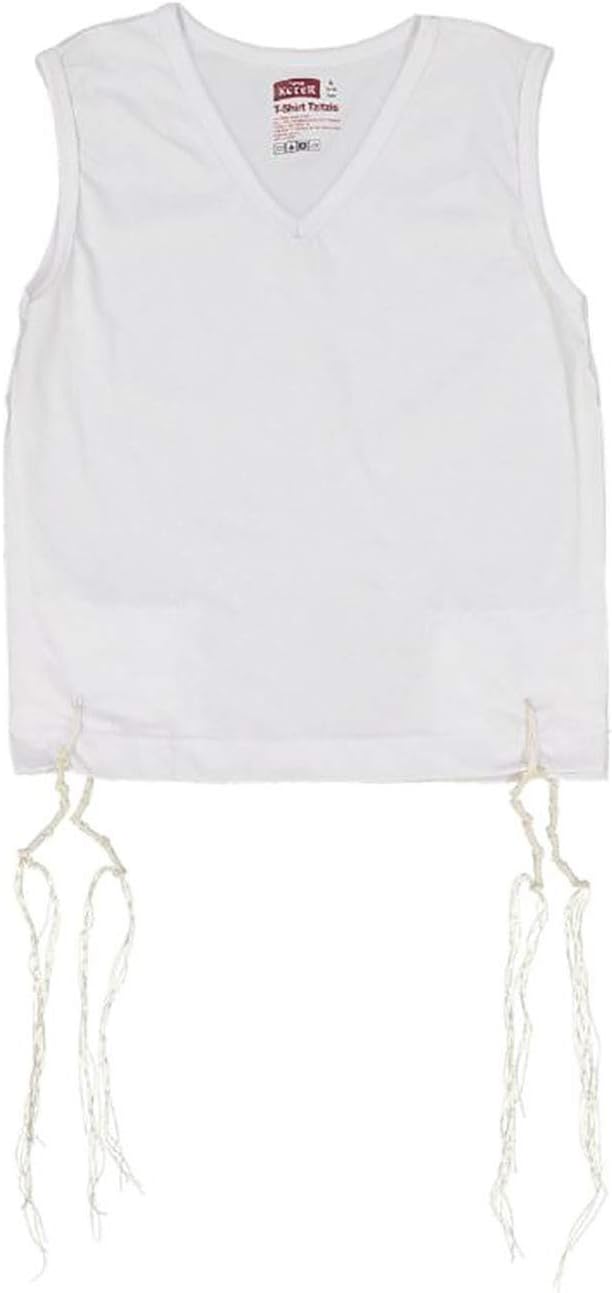 PerfTzit V-Neck Undershirt Tzitzis Keter - Ashkenazi Meyuchad for Boys and Men - 100% Cotton