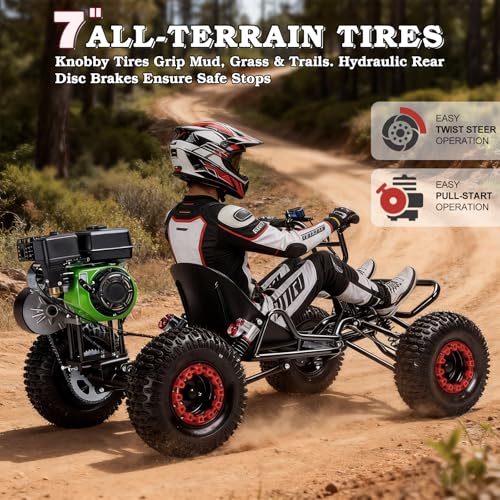 Image of Gas Powered Go Kart, 4 Stroke 212 CC Go Kart for Adults & Kids with Premium Steel Tubular Frame, Off-Road Kart with 7'' Tires Featuring 2.6L Tank, Hydraulic /Rear Disc Brake, 30MPH