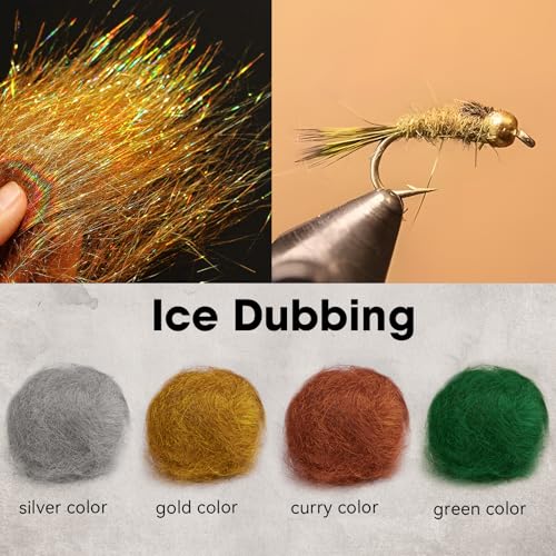 QualyQualy Fly Tying Materials Starter Kits, Fly Tying Accessories with Box, Include Crystal-Flash-Line-Hooks-Beads-Dubbing-Thread-Legs - Thumbnail 4