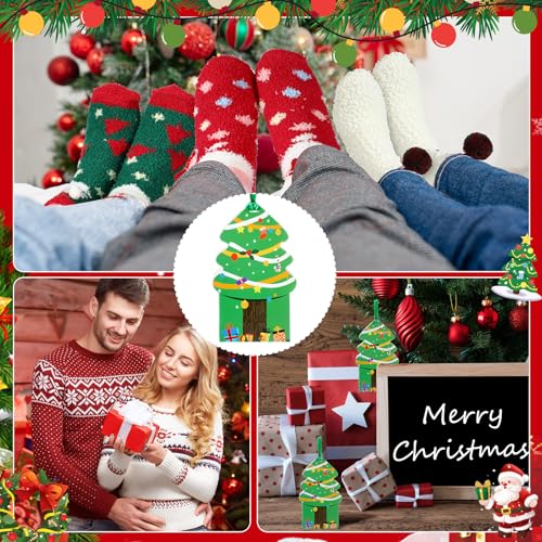 Image of Twistover 6 Pairs Christmas Fuzzy Socks Holiday Slipper Xmas Bed Socks with Gift Box for Holiday Adult Xmas Gifts