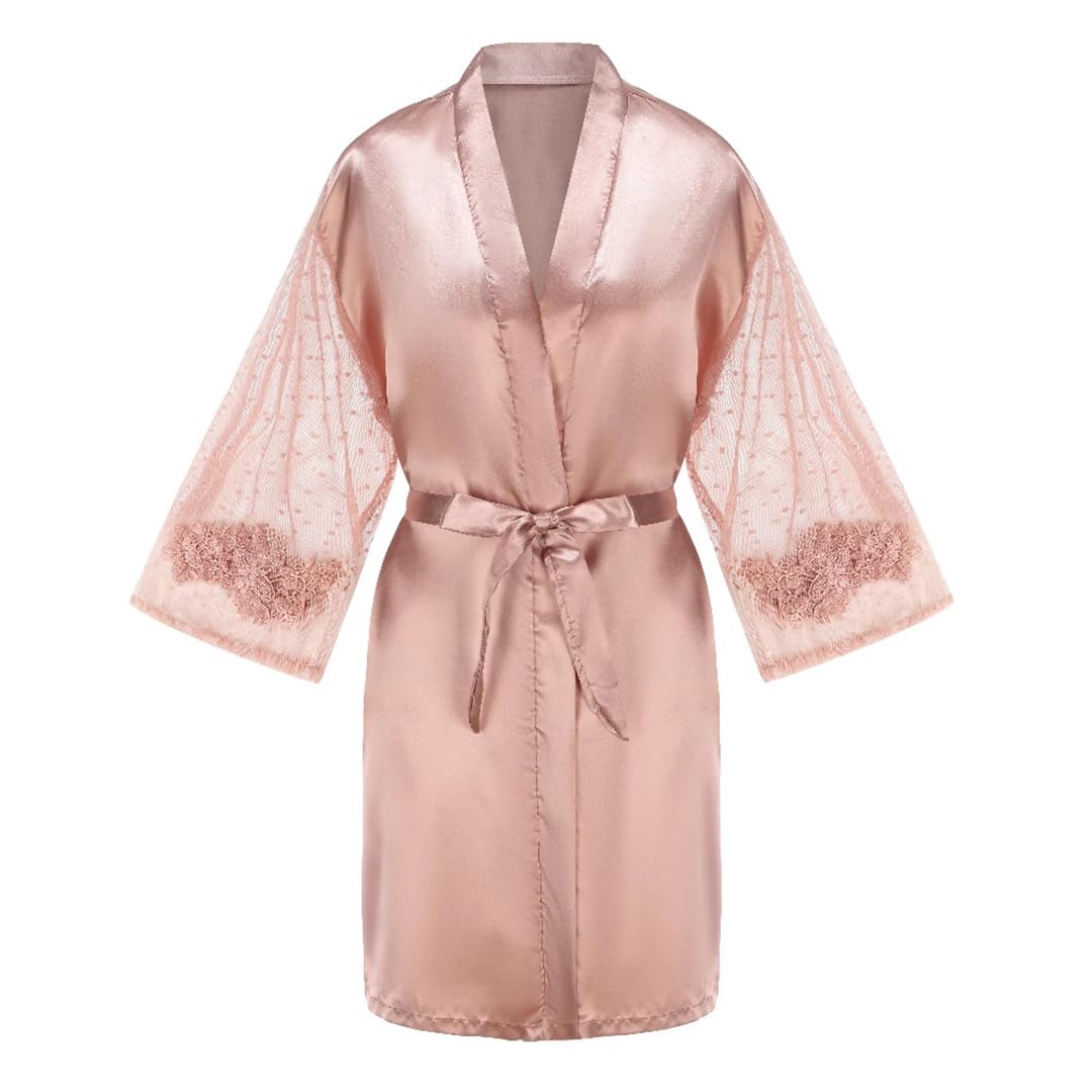 Yeuyyben Accappatoio da sposa in oro rosa in raso kimono da donna abito da sposa sorella madre della sposa sposo damigella d'onore abiti