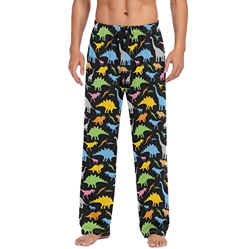 Dinosaur Pajama Pants Mens Lounge Pants Lightweight Men Pajama Bottoms with Pockets Drawstring Size M