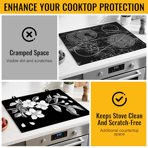 Image of Stove Top Cover for Electric Stove,Glass Stove Top Cover, Heat Resistant Glass Cooktop Cover, Stovetop Protector, Kitchen Decor, Dish Drying Mats Cover for Ceramic Washer Top 28.5x20.5 inch