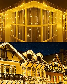 Flacchi Icicle Lights Outdoor, Warm White 400 LED 39FT 8 Modes with 80 Drops Christmas Lights, Timer & Memory Function, Waterproof Connectable String Lights for Ceilings Window Decor Xmas Decorations