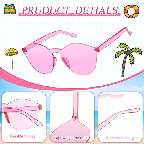 TOODOO 6 Pairs Rimless Sunglasses Colored Glasses Round Party Sunglasses Transparent Candy Color Eyewear Frameless Retro Eyeglasses(Assorted Color)3