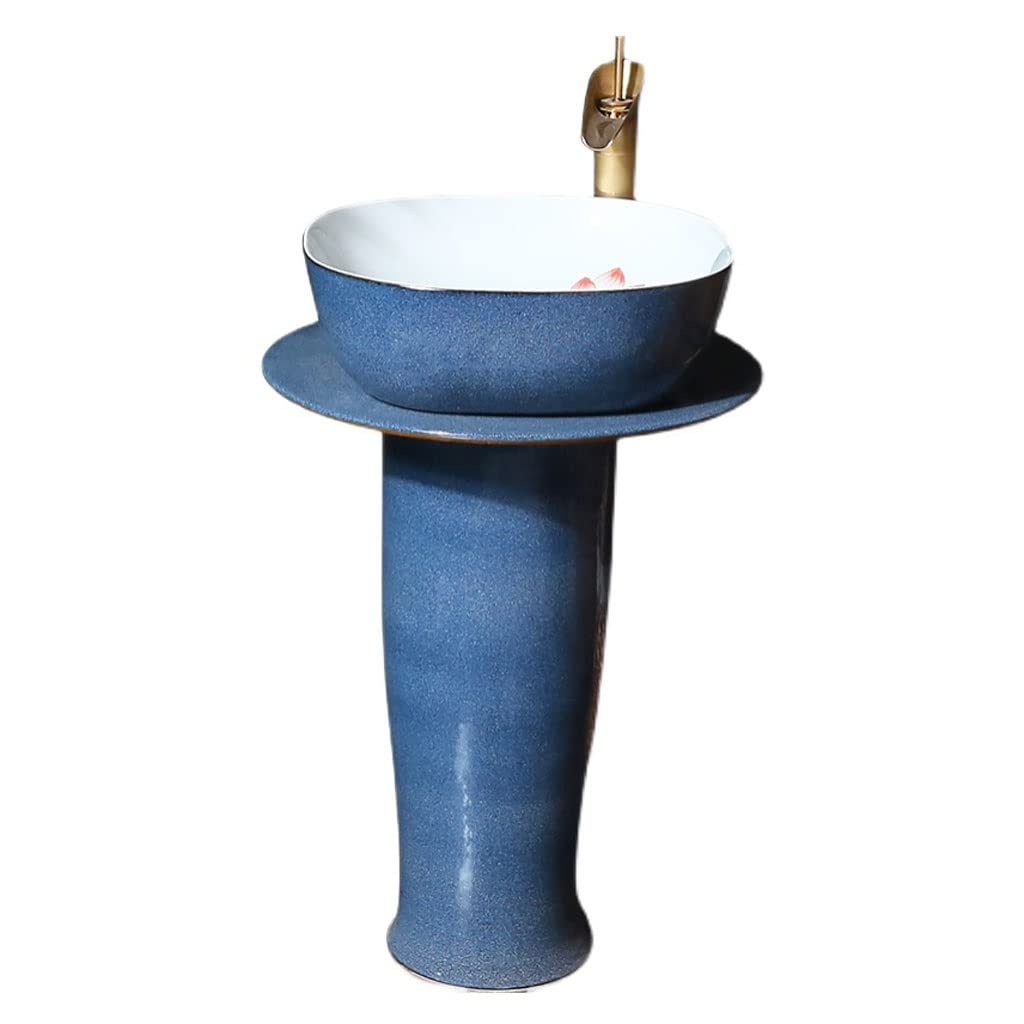 Pedestal Bathroom Sinks Vintage Style Pedestal Basin Ceramic Pedestal Basin Bathroom Sink with Tap Ceramic Base Bathroom Sink A-S