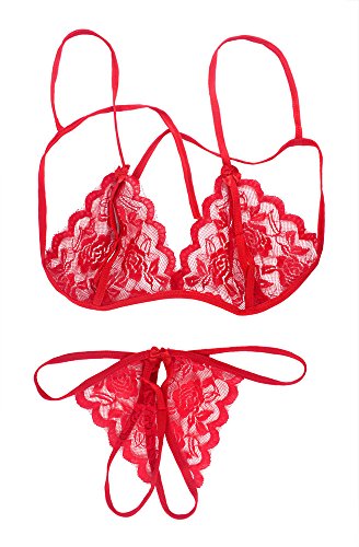 Sexy Lingerie Open bar/Crotch Bikini G-string Crotchless Lingerie Set Red