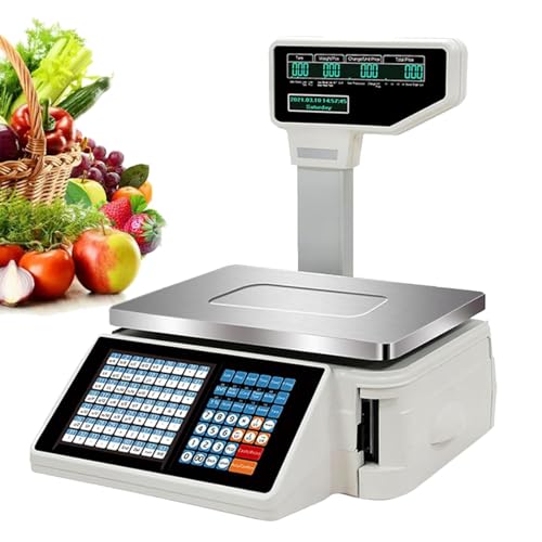 Báscula comercial digital con impresora y doble pantalla