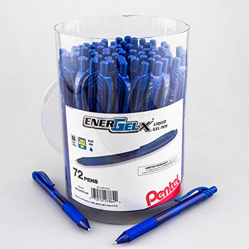 Pentel EnerGel-X stylo gel rétractable bleu lot 72 pour écrire sans ratures ni fatigue