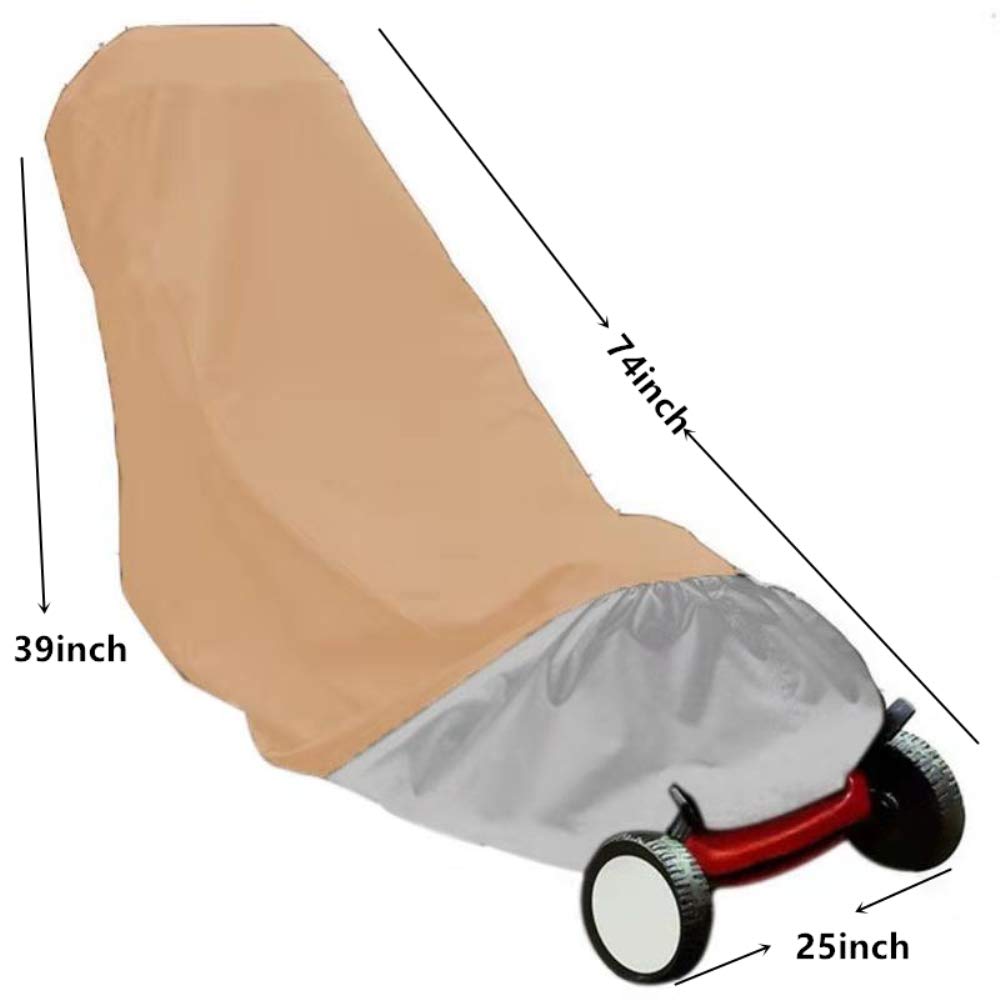 Mitef Outdoor Waterproof Dustproof Lawn Mower Cover, Garden Lawn Machine Protector Cover, 188x63.5cm/74