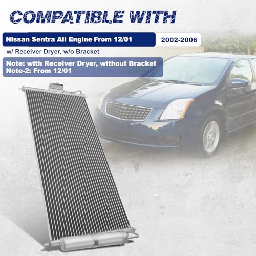 Image of Air Conditioning A /C Condenser Compatible with Nissan Sentra 2001-2006# 3099, 921104Z010