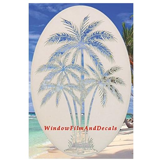 Oval Palm Tree Window Etched Decal