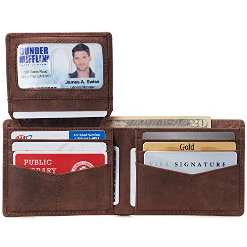 Image of Alpine Swiss Connor Executive Bifold Wallet | Business Passcase for Men | Premium Leather | Dual ID Windows | RFID Blocking | Gift Box Included Nubuck Tan