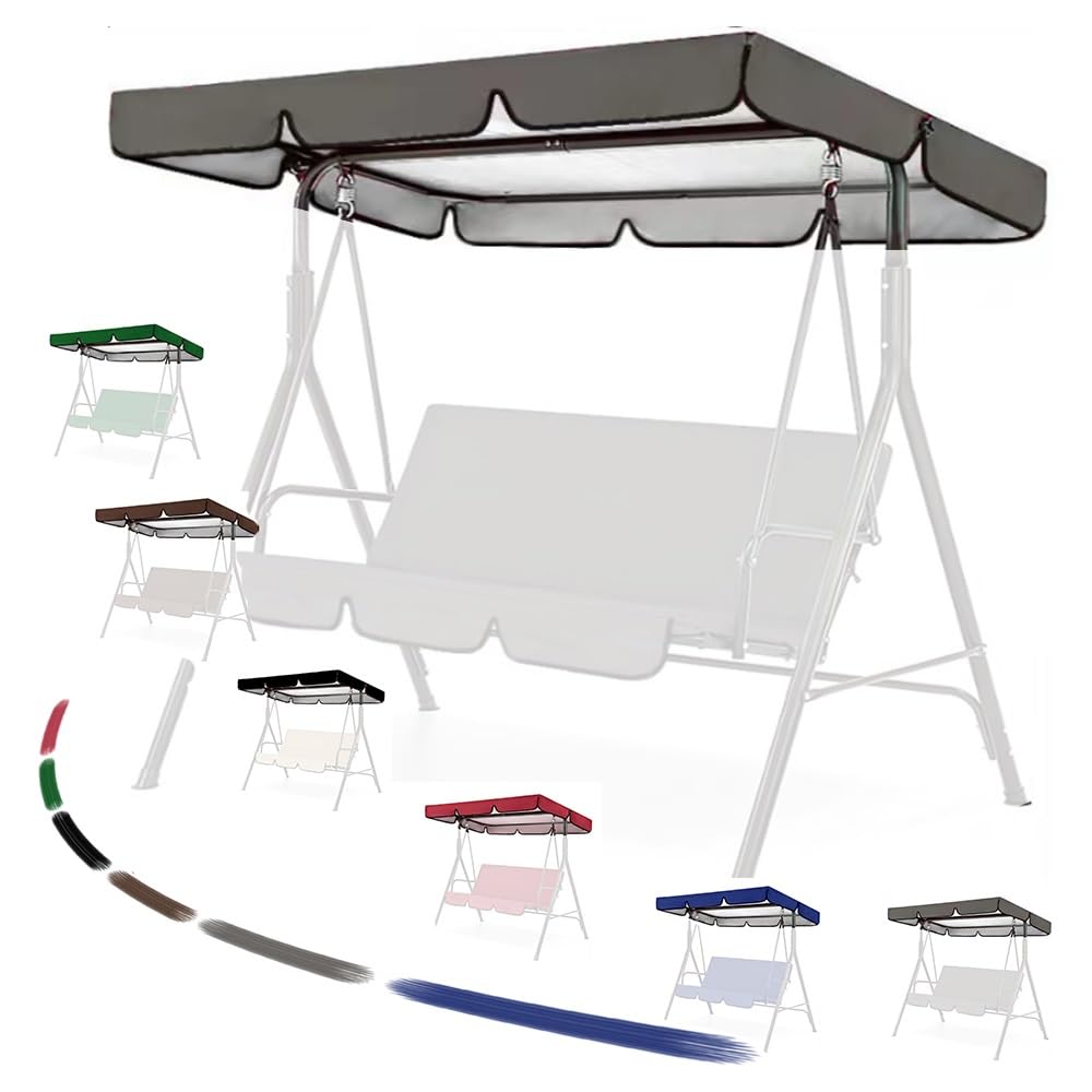 OPOLDBDMAC Patio Swing Cover 78x57in 98x73in Replacement Canopy For Outdoor Swing，Glider Swing Sunshade Top Thickened Oxford Hammock Cover Top Waterproof Windproof(Gray,74.8x52in-190x132cm)