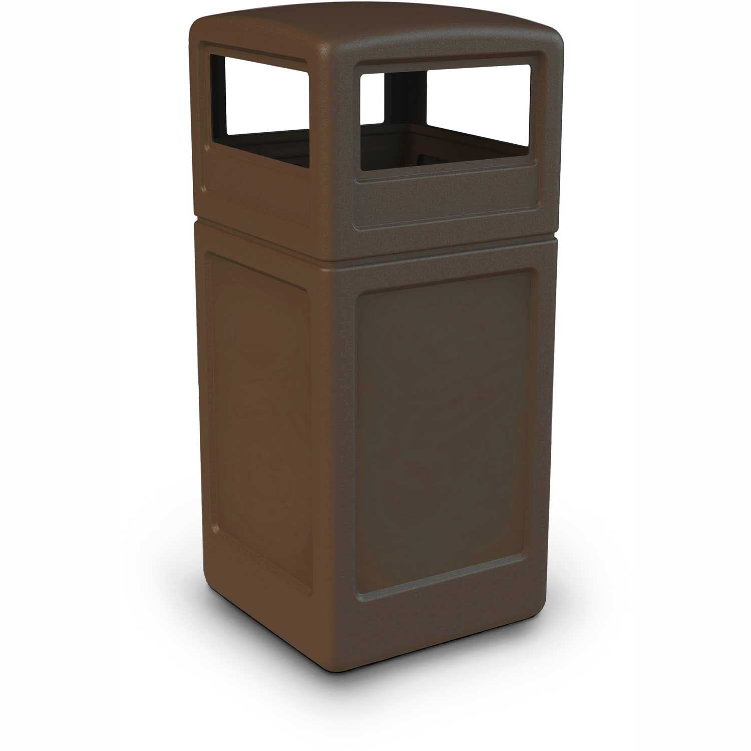 Commercial Zone-73293799 PolyTec 42 Gallon Square Waste Container with Dome Lid Color Brown