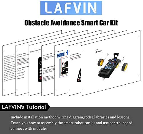 LAFVIN Smart Robot Car 2WD Chassis Kit with Ultrasonic Module R3 Board, Remote Compatible with Arduino IDE DIY Robotics Kit for Kids, Students, Educators, Ages 12+